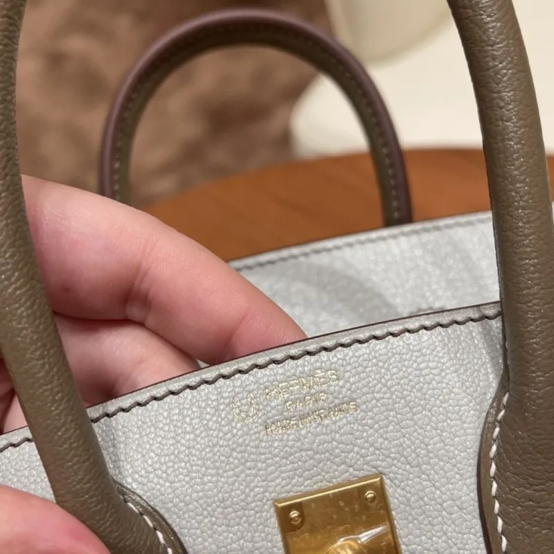 Hermes Birkin Light Gray Leather Handbag - Image 8