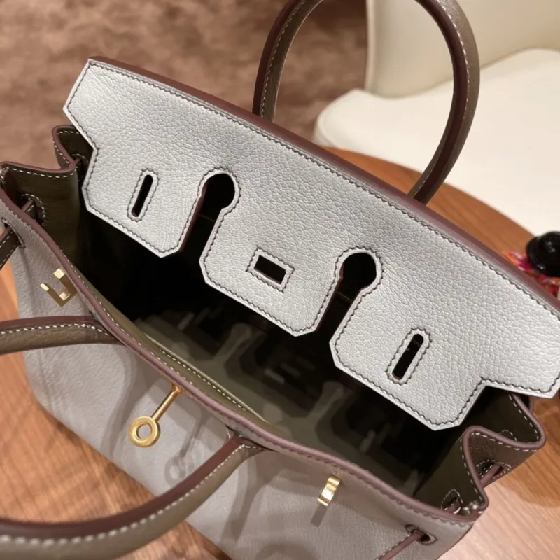 Hermes Birkin Light Gray Leather Handbag - Image 9