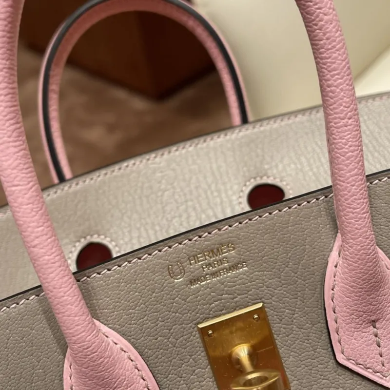 Hermes Birkin 74 Gray Pink Leather Handbag - Image 8