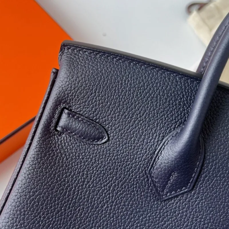 Hermes Navy Blue Birkin Leather Handbag 78 - Image 6