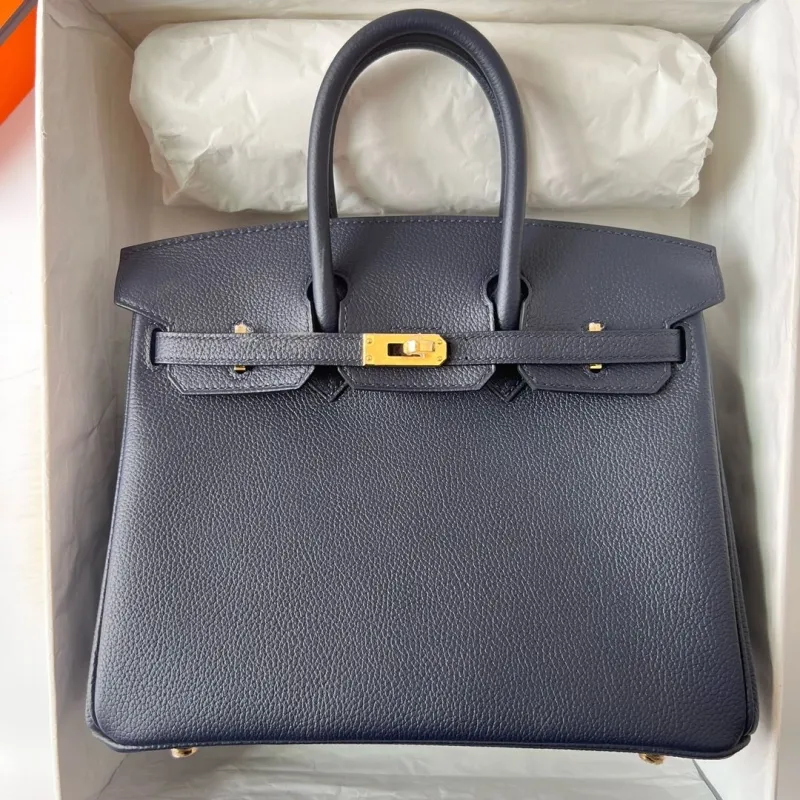 Hermes Navy Blue Birkin Leather Handbag 78 - Image 8