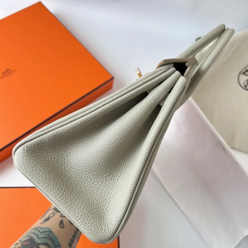 Hermes Light Gray Birkin Handbag - Image 3