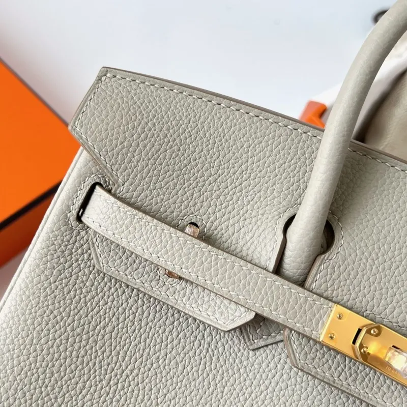 Hermes Light Gray Birkin Handbag - Image 6