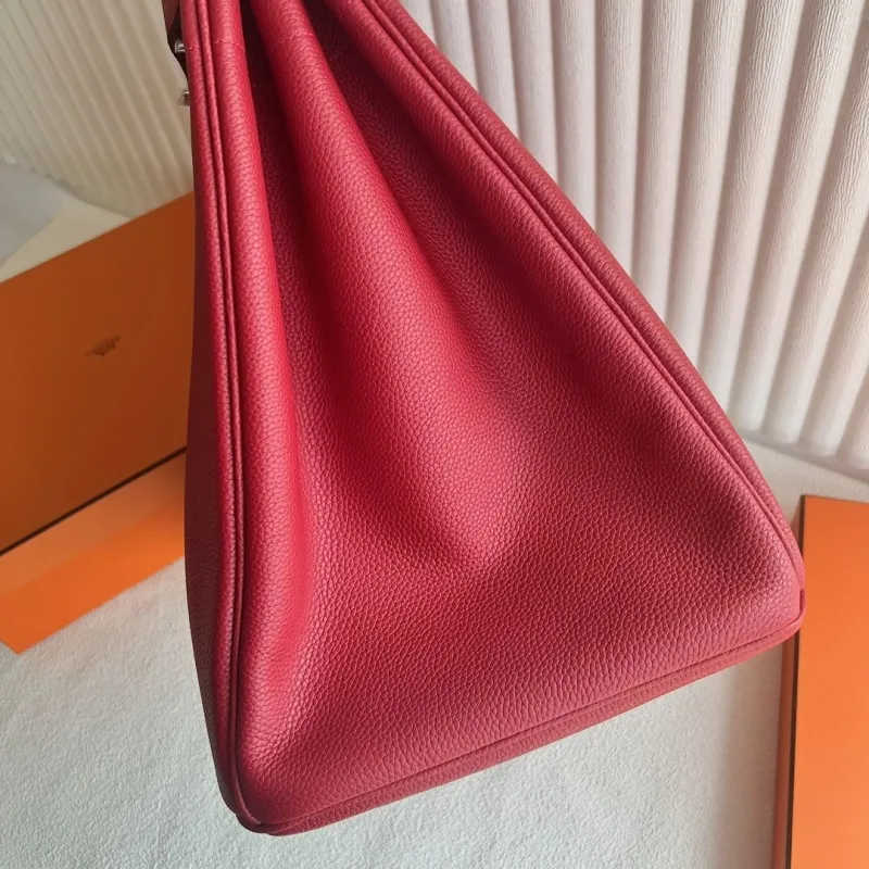 Hermes Red Birkin Leather Handbag - Image 5