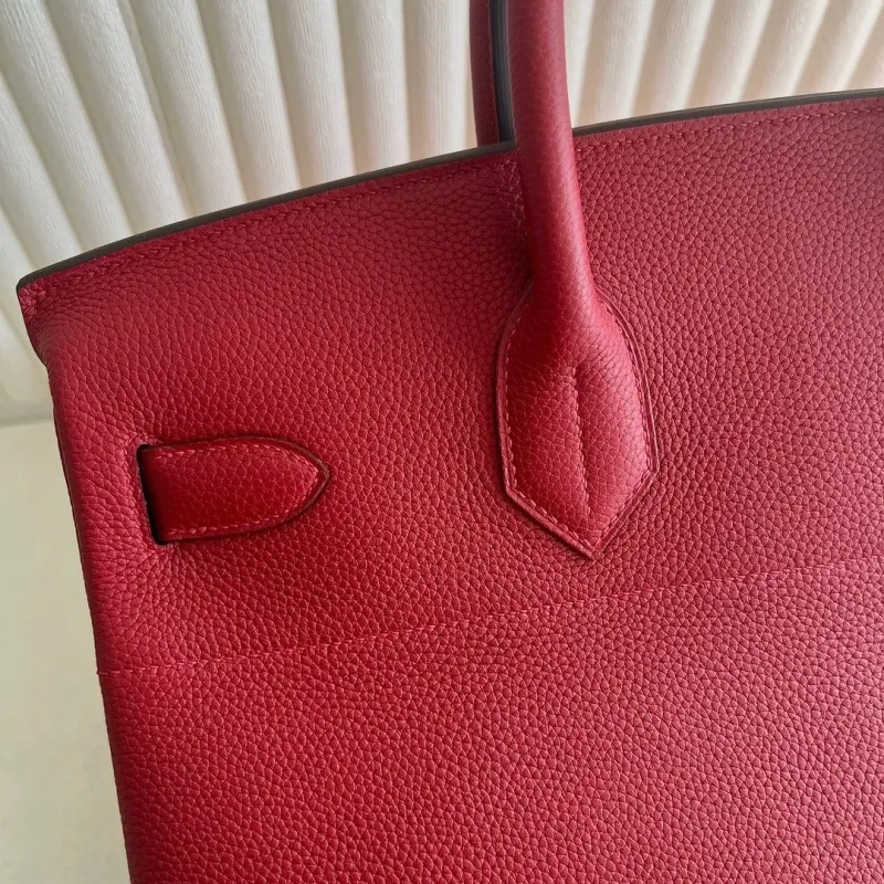 Hermes Red Birkin Leather Handbag - Image 7
