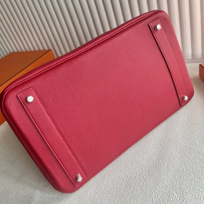 Hermes Red Birkin Leather Handbag - Image 8