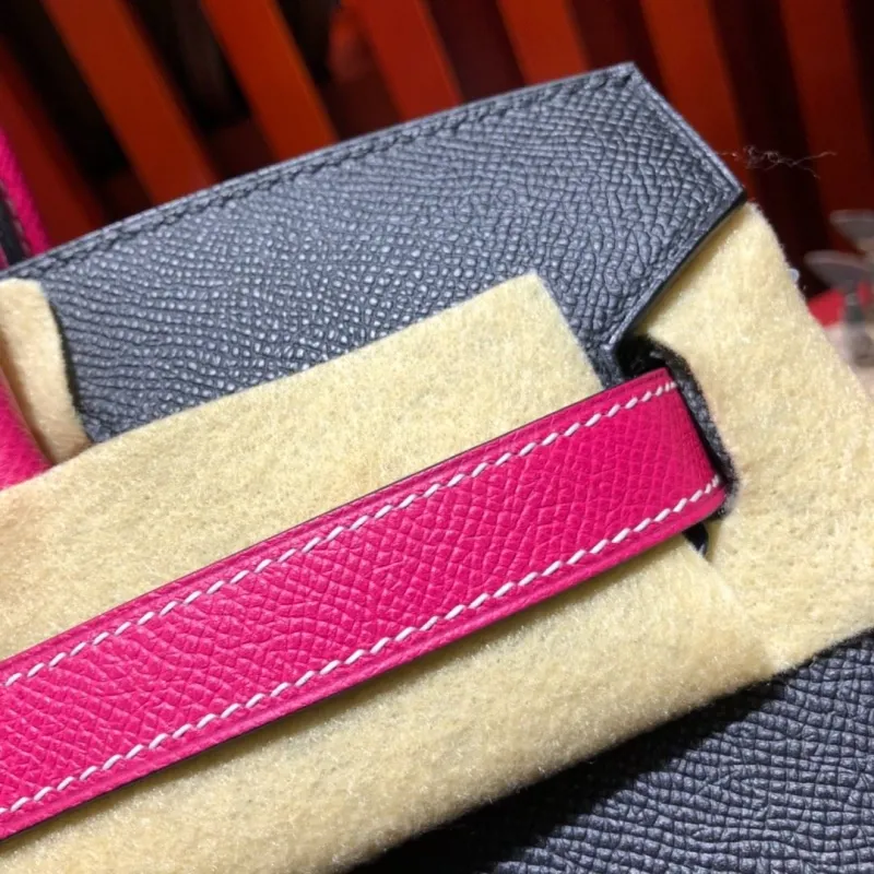 Hermes Birkin 87 Black Pink Leather Handbag - Image 4