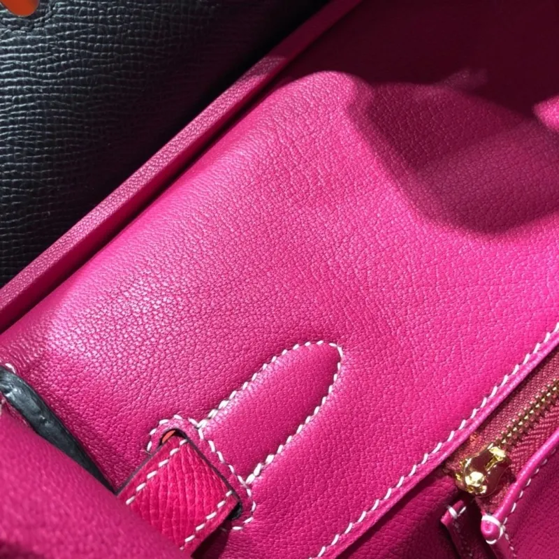 Hermes Birkin 87 Black Pink Leather Handbag - Image 6