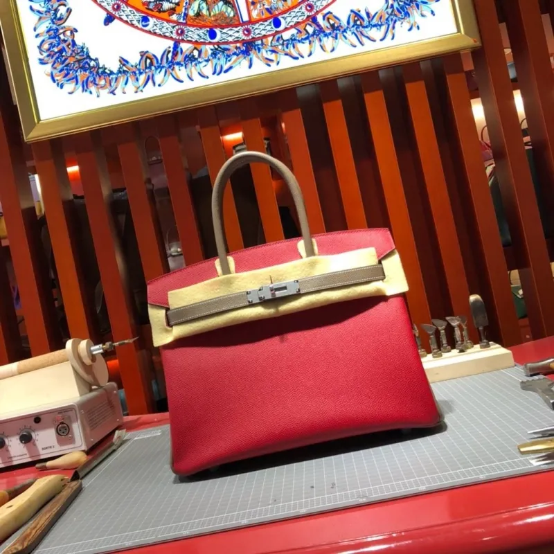 Alternative view of Hermes Red Taupe Birkin Leather Handbag 91