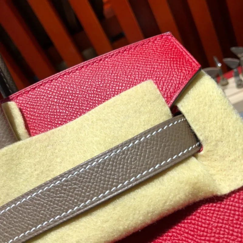 Hermes Red Taupe Birkin Leather Handbag 91 - Image 4