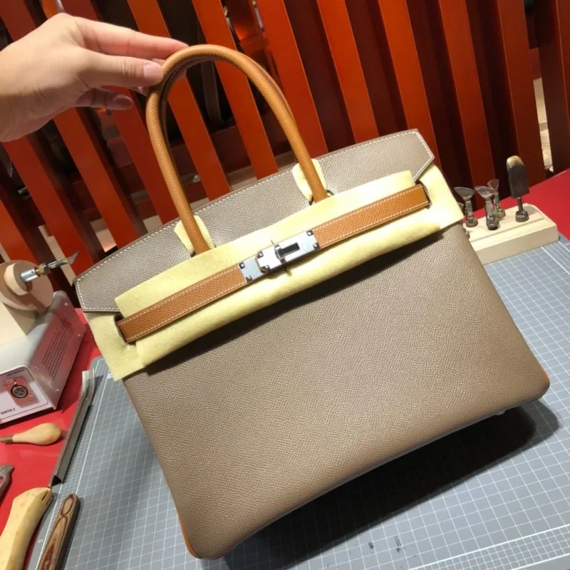 Hermes Birkin Bag Taupe Leather Handbag 94