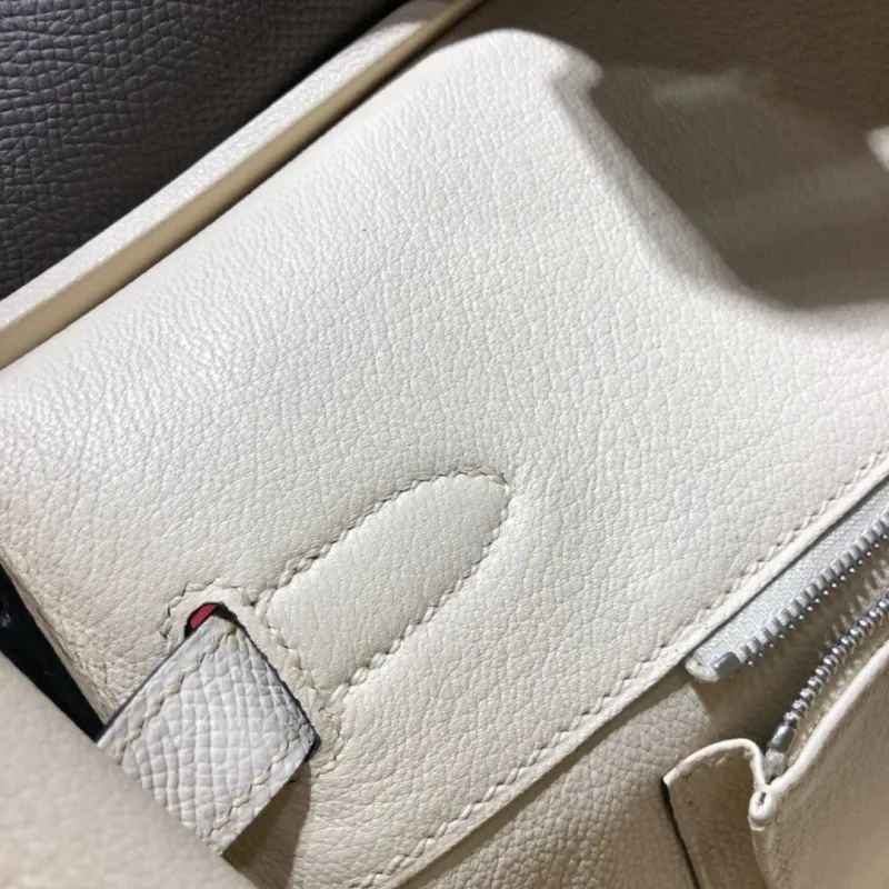 Hermes Birkin Gray White Leather Handbag - Image 8