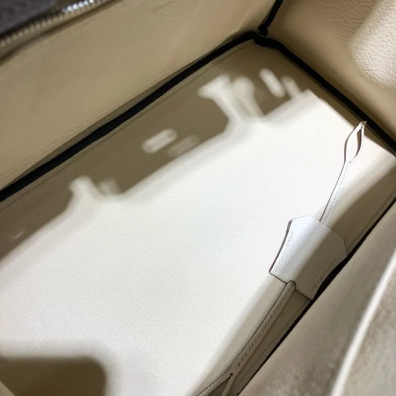 Hermes Birkin Gray White Leather Handbag - Image 9