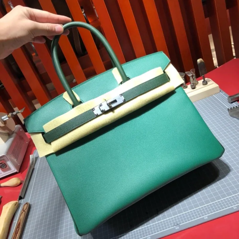 Hermes Green Birkin Leather Handbag