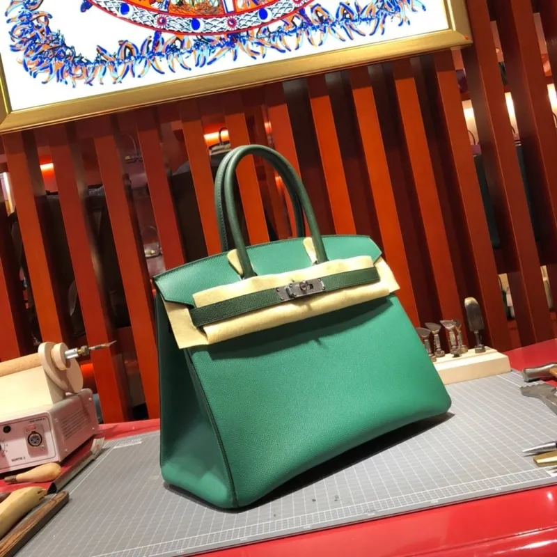 Hermes Green Birkin Leather Handbag - Image 3