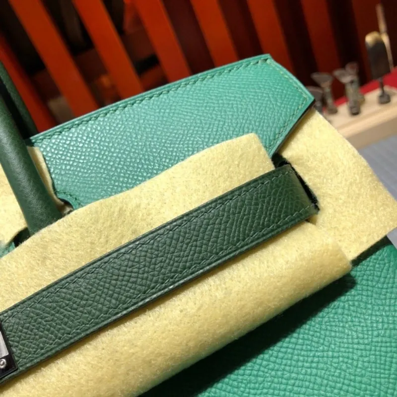Hermes Green Birkin Leather Handbag - Image 4