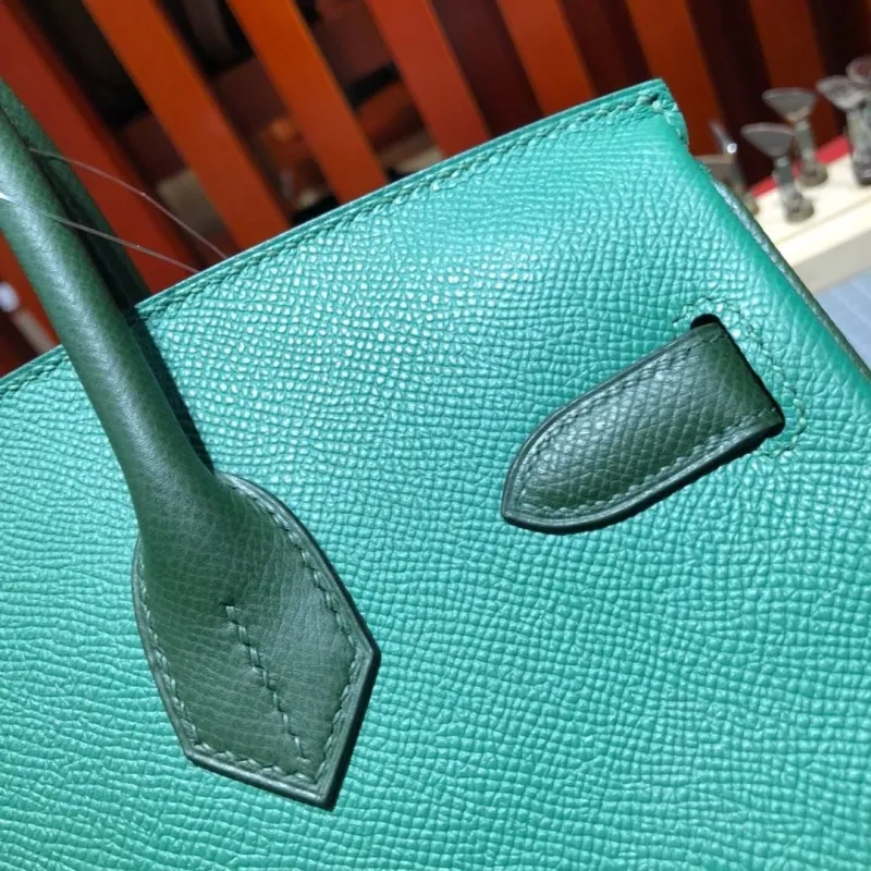 Hermes Green Birkin Leather Handbag - Image 7