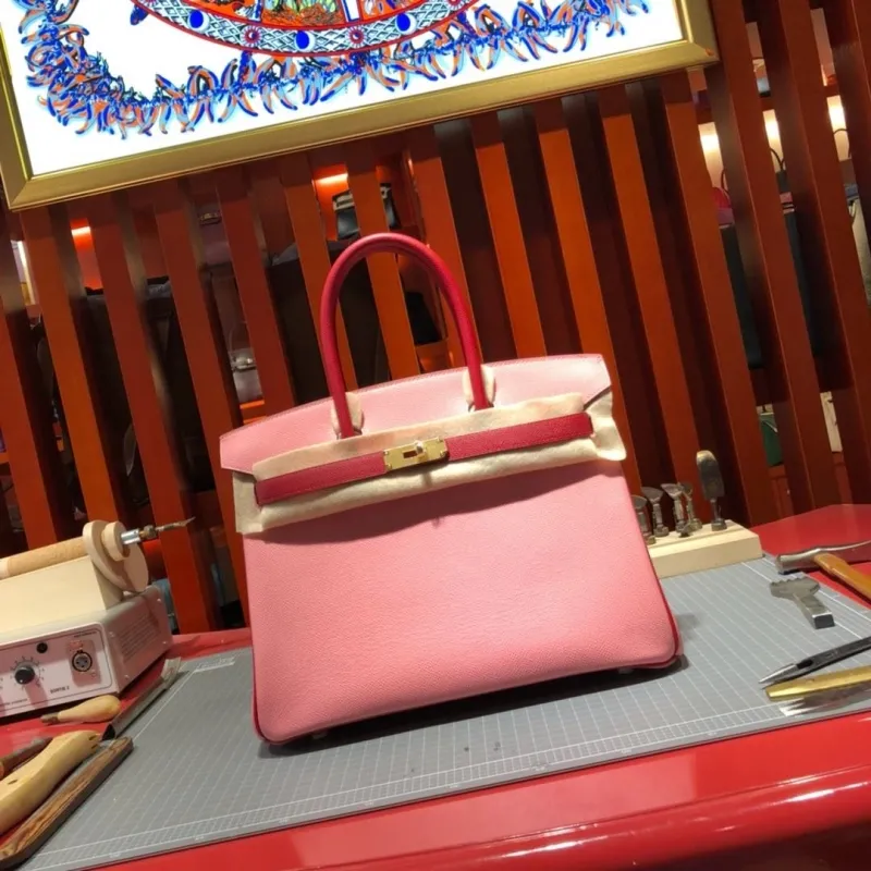 Alternative view of Hermes Pink Red Birkin Leather Handbag