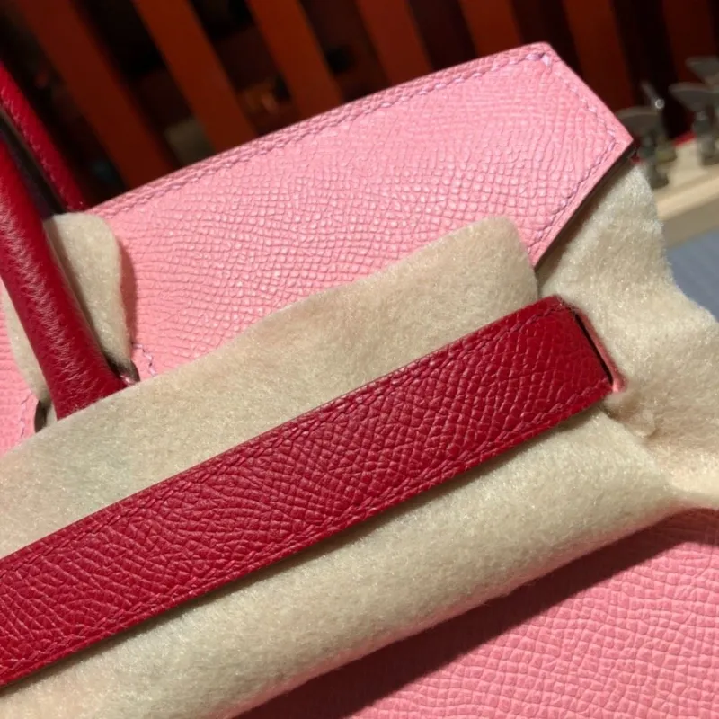 Hermes Pink Red Birkin Leather Handbag - Image 4