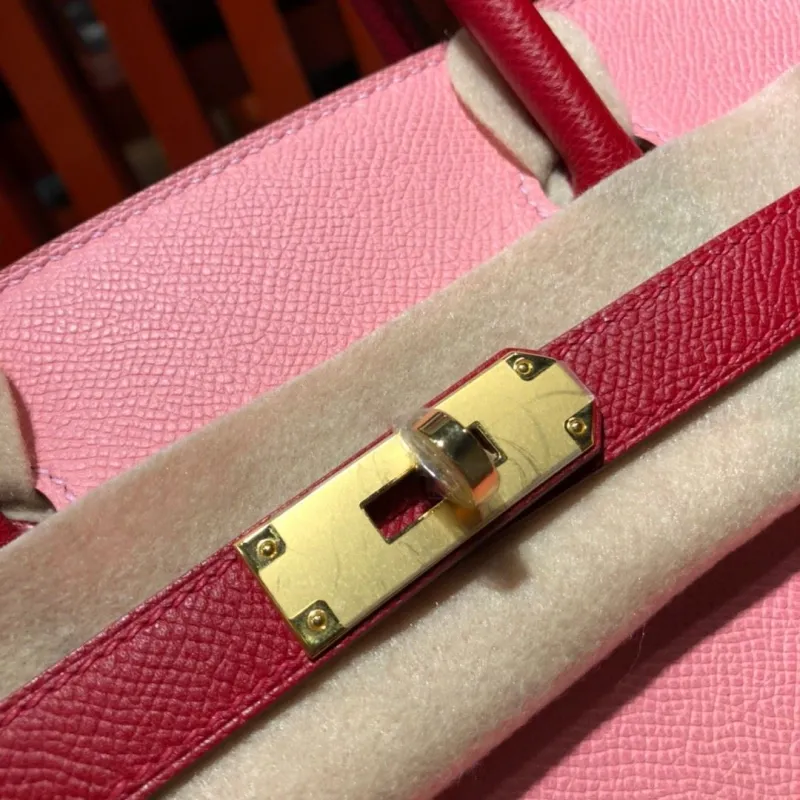 Hermes Pink Red Birkin Leather Handbag - Image 5
