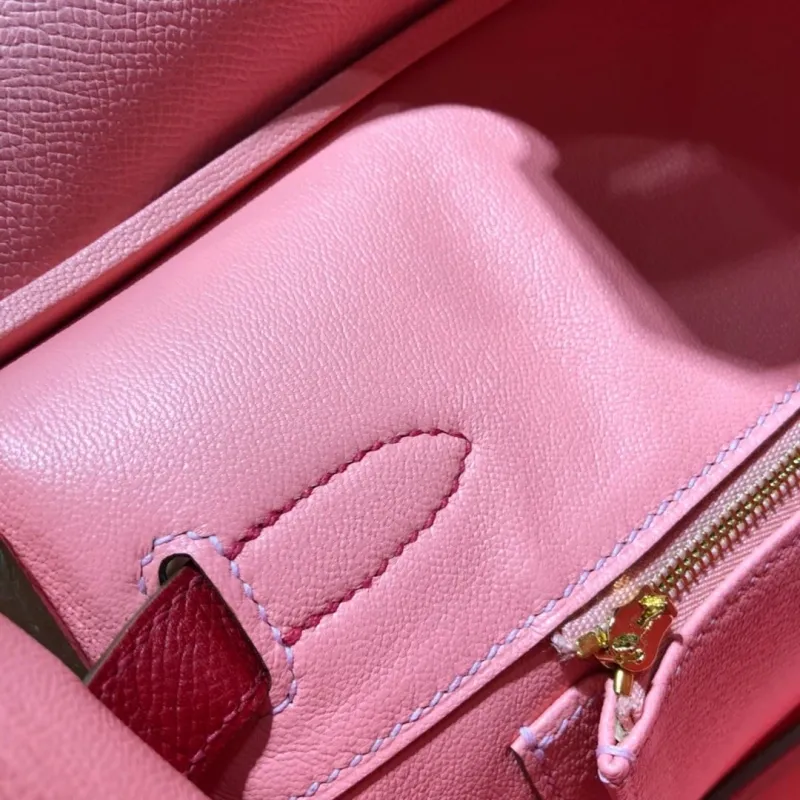 Hermes Pink Red Birkin Leather Handbag - Image 8