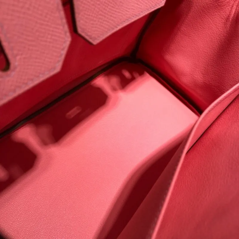 Hermes Pink Red Birkin Leather Handbag - Image 9