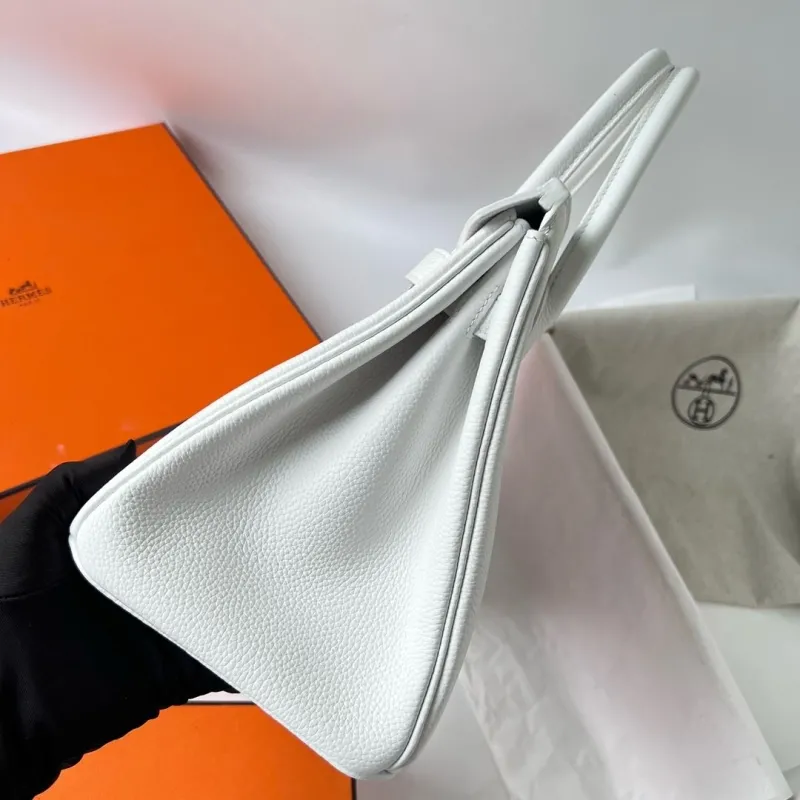 Hermes White Birkin Leather Handbag - Image 3