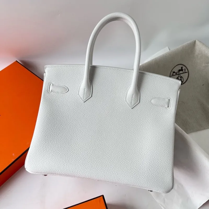 Hermes White Birkin Leather Handbag - Image 4