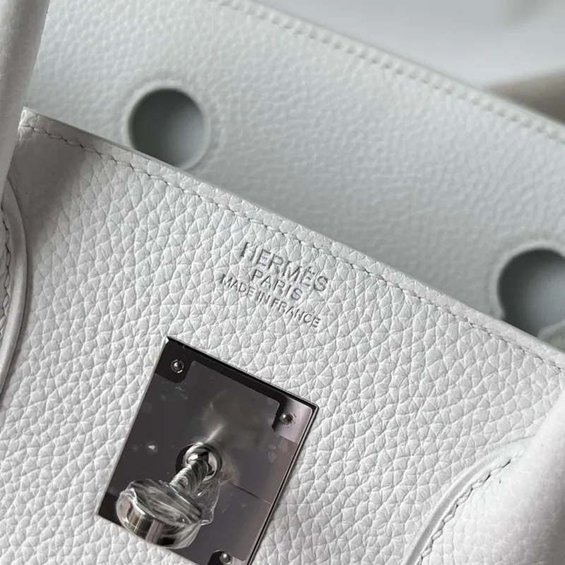 Hermes White Birkin Leather Handbag - Image 6
