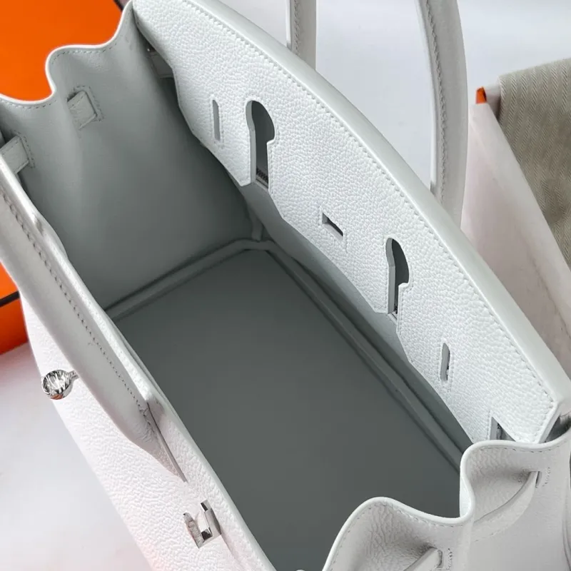 Hermes White Birkin Leather Handbag - Image 7