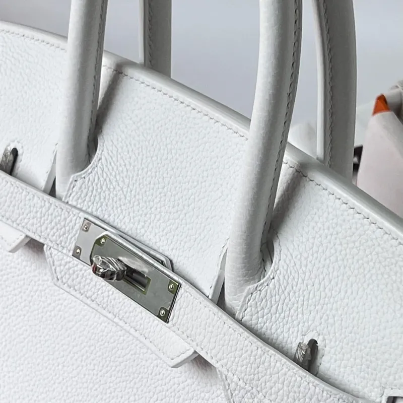 Hermes White Birkin Leather Handbag - Image 8