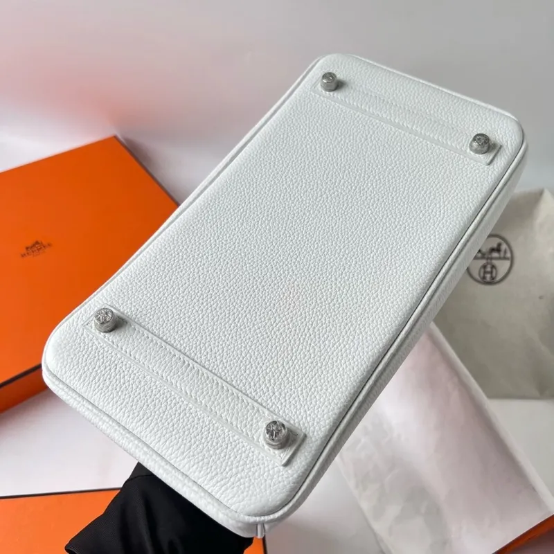 Hermes White Birkin Leather Handbag - Image 9