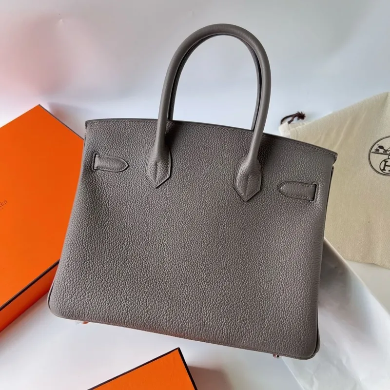 Hermes Gray Birkin Leather Handbag 109 - Image 3