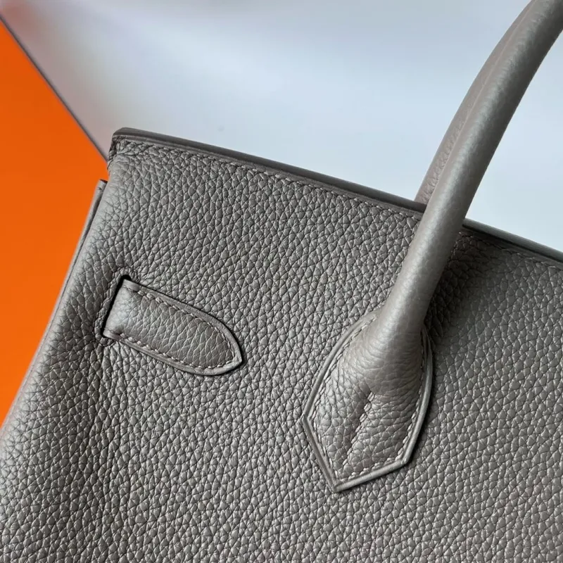 Hermes Gray Birkin Leather Handbag 109 - Image 4