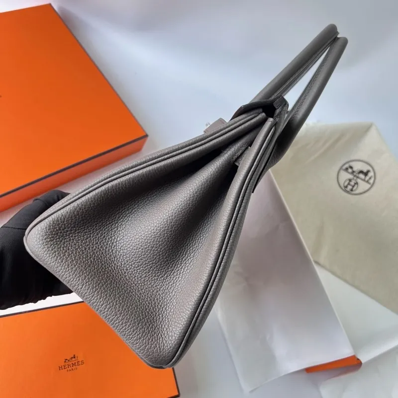 Hermes Gray Birkin Leather Handbag 109 - Image 5