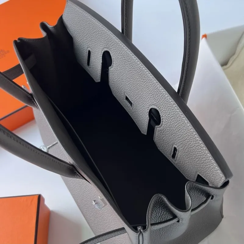 Hermes Gray Birkin Leather Handbag 109 - Image 6