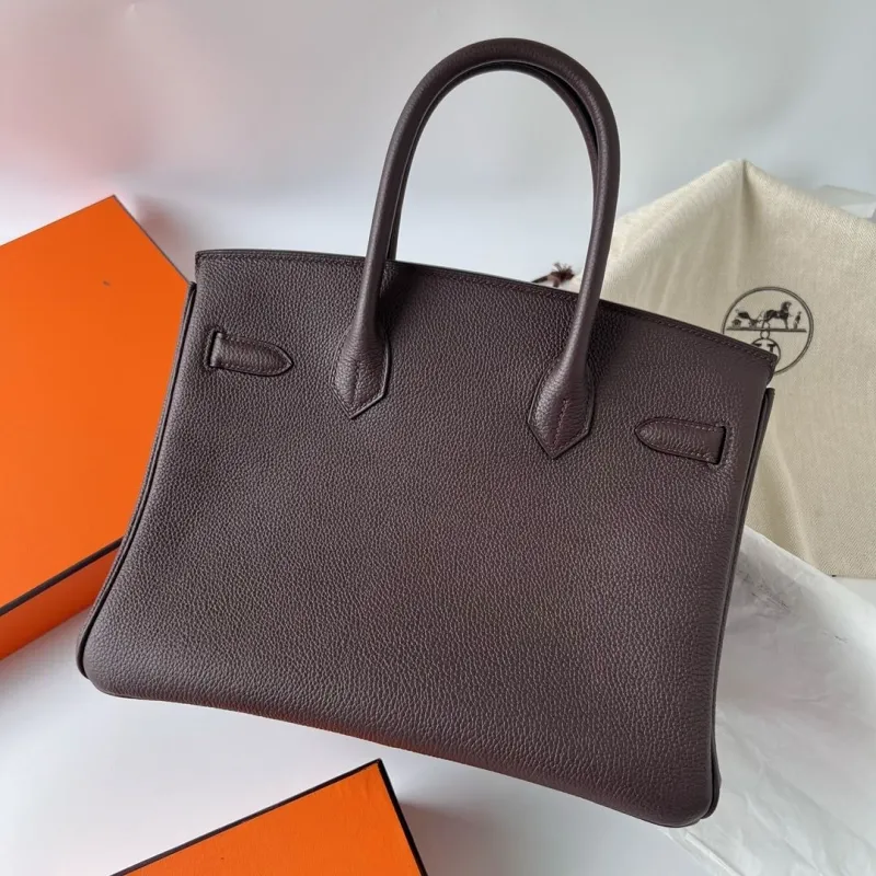 Hermes Dark Brown Birkin Leather Handbag - Image 4