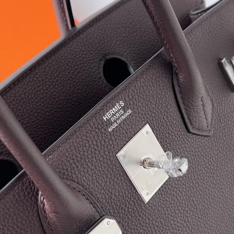 Hermes Dark Brown Birkin Leather Handbag - Image 8