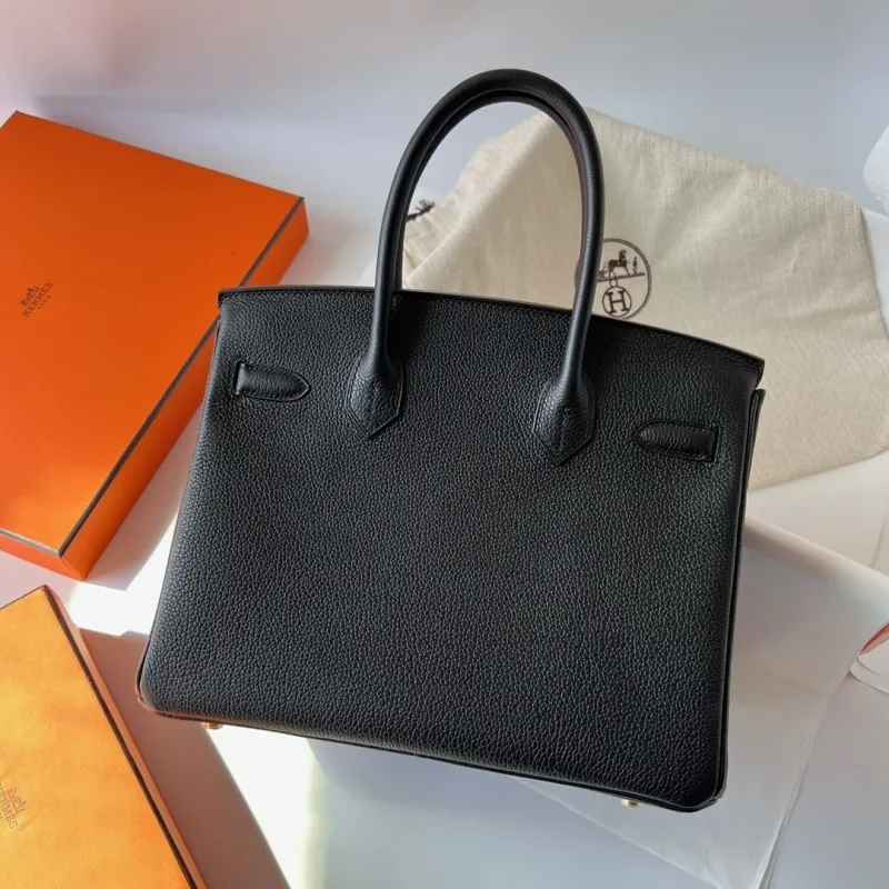 Hermes Black Leather Birkin Handbag - Image 3