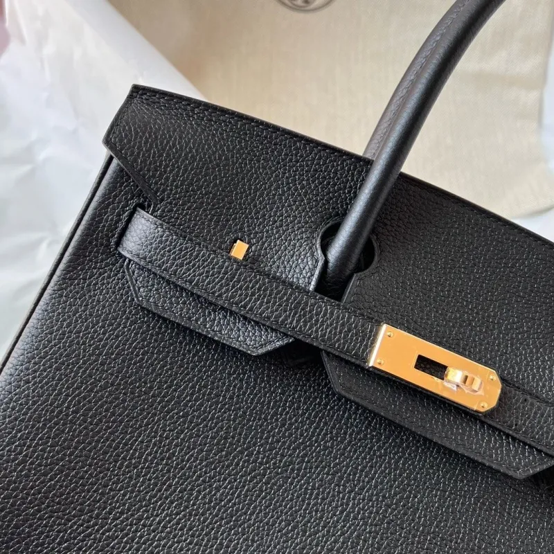 Hermes Black Leather Birkin Handbag - Image 4