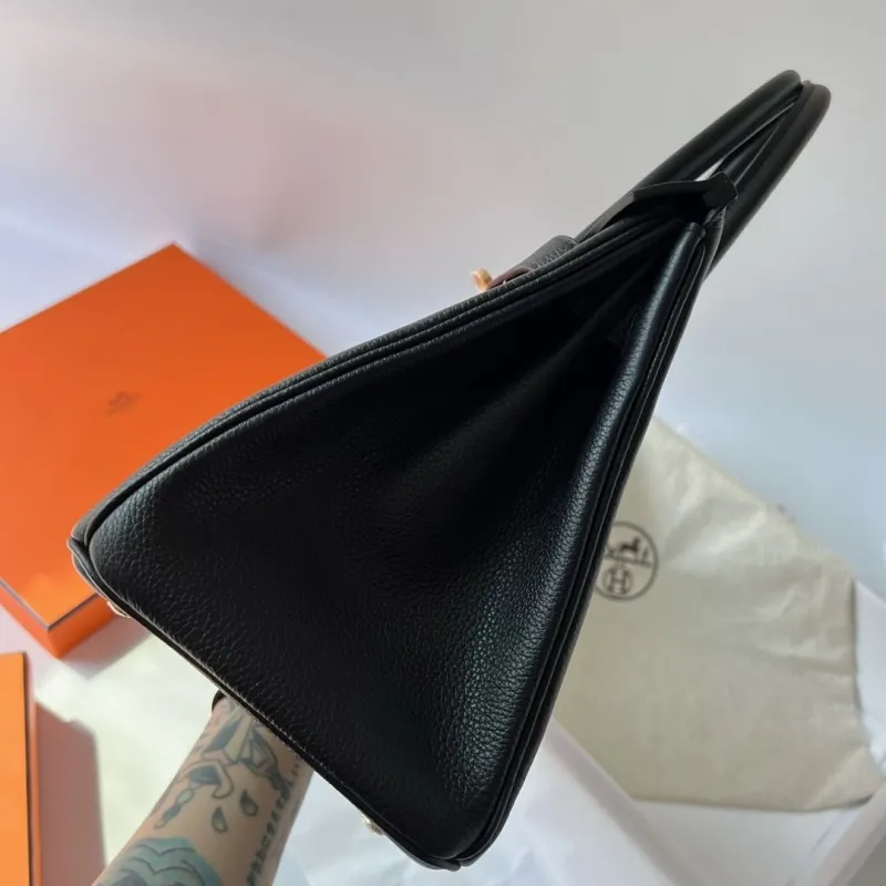 Hermes Black Leather Birkin Handbag - Image 6