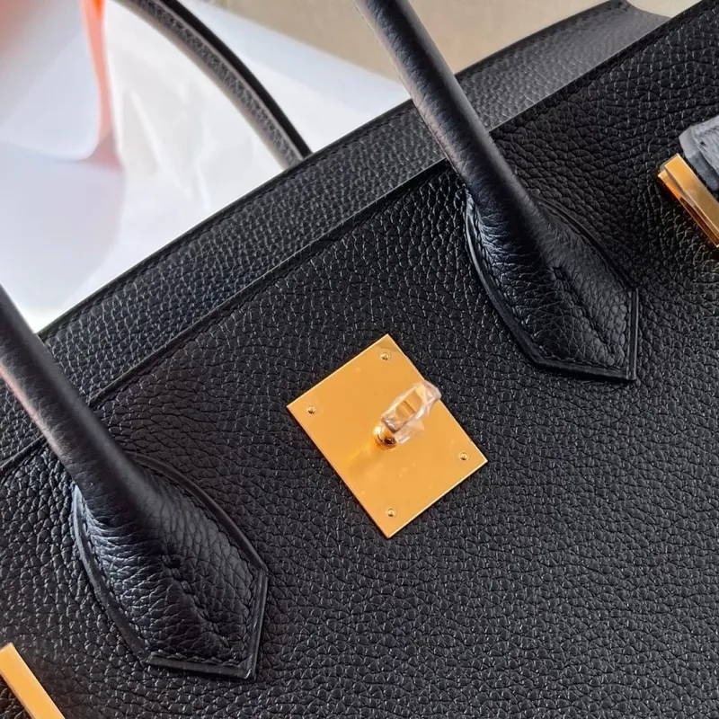Hermes Black Leather Birkin Handbag - Image 7