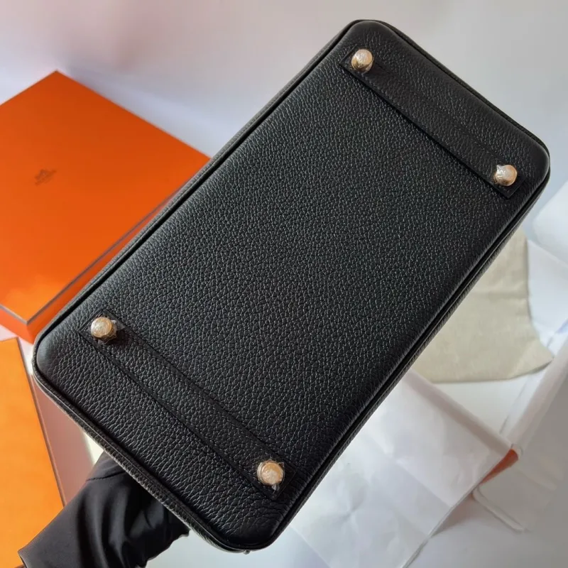 Hermes Black Leather Birkin Handbag - Image 9