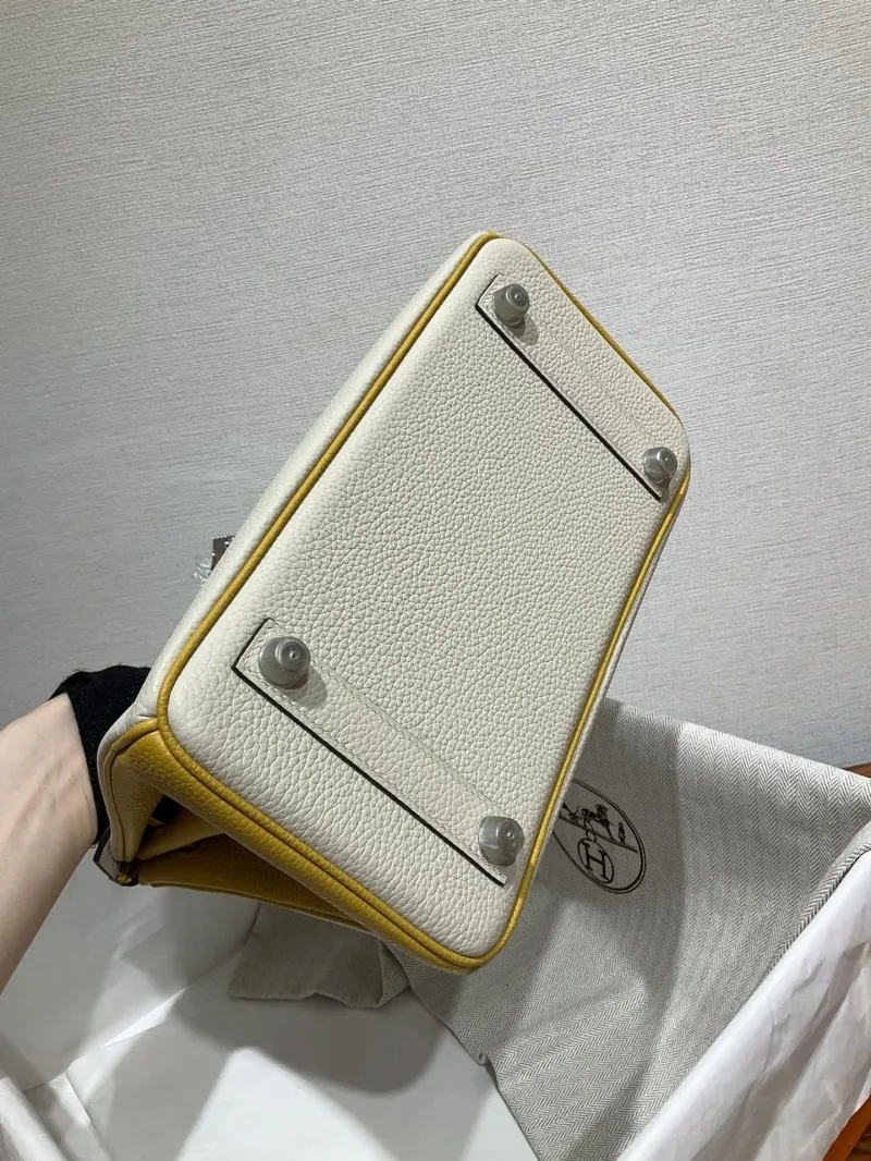 Hermes Birkin Cream and Yellow Leather Handbag - Image 5