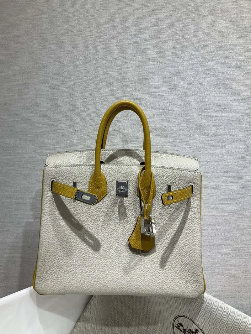 Hermes Birkin Cream and Yellow Leather Handbag - Image 6