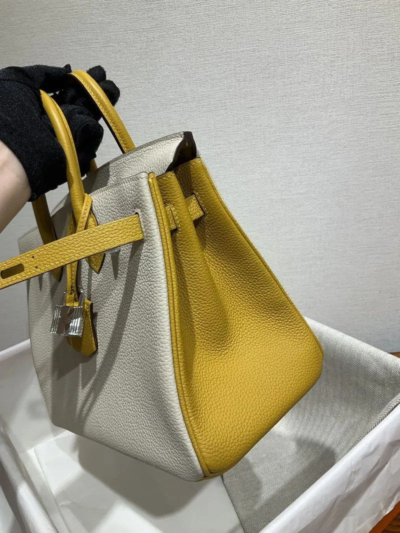Hermes Birkin Cream and Yellow Leather Handbag - Image 7