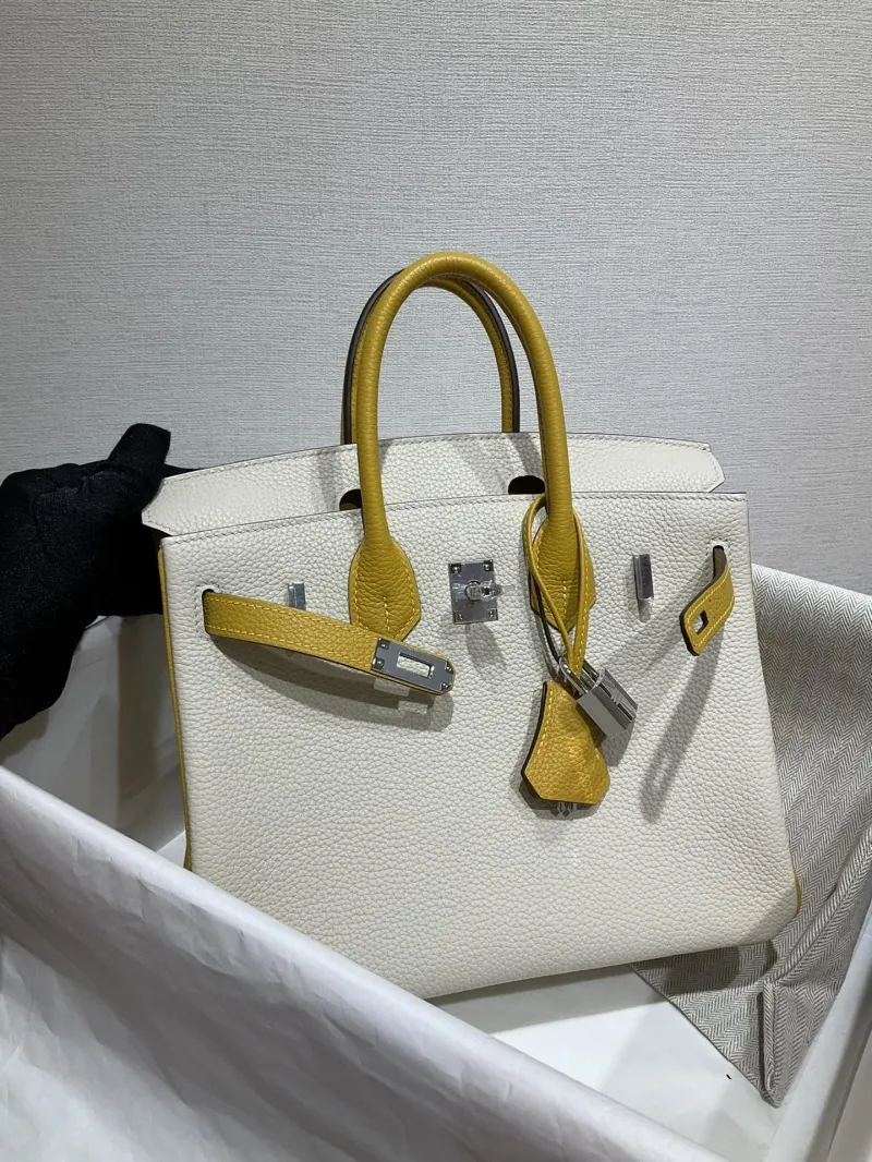 Hermes Birkin Cream and Yellow Leather Handbag - Image 8