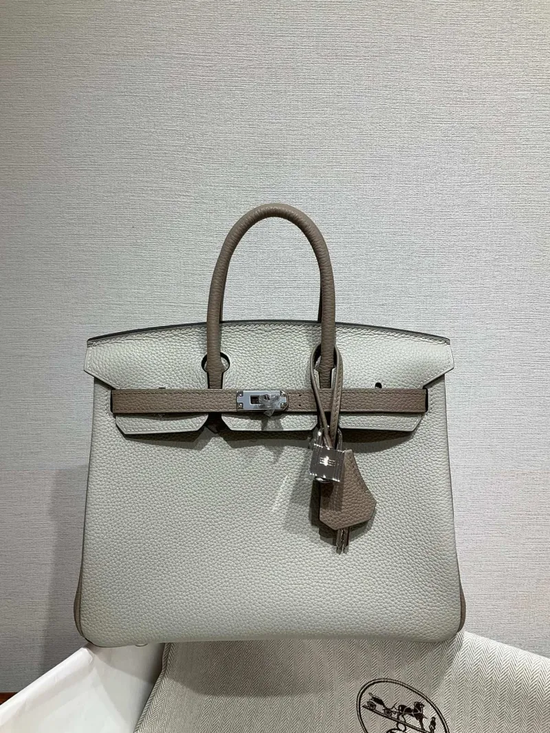 Hermes Birkin Light Gray Leather Handbag 121