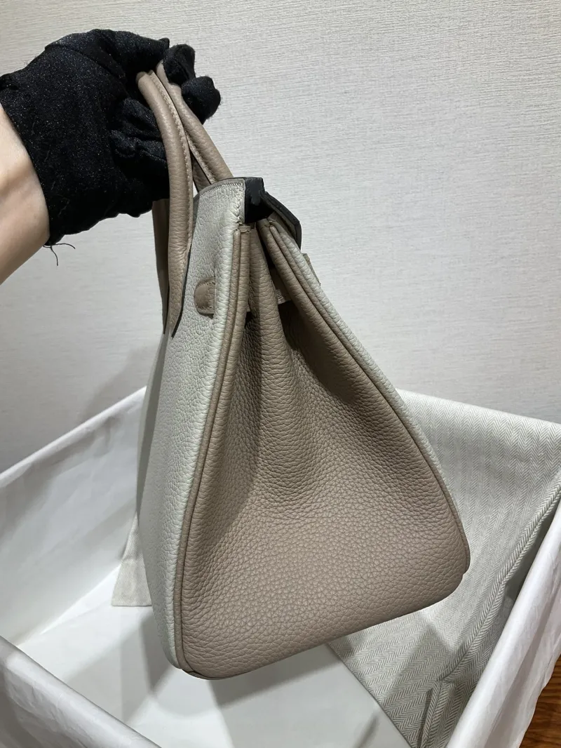 Hermes Birkin Light Gray Leather Handbag 121 - Image 3