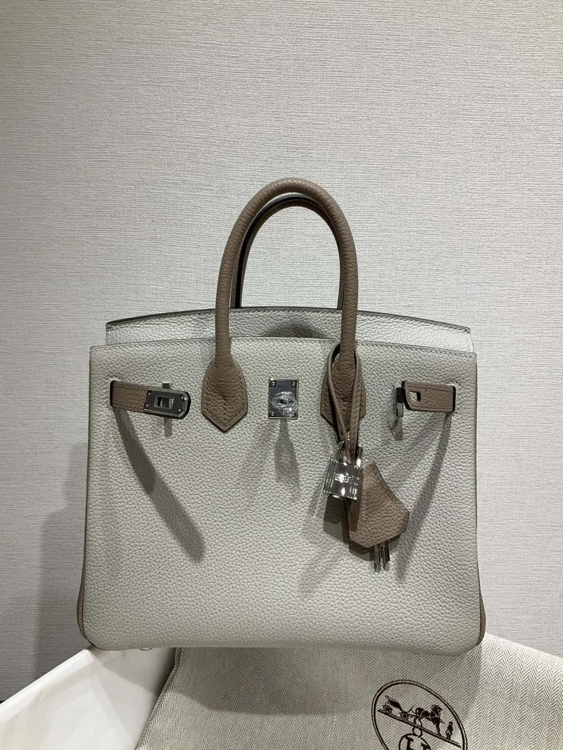 Hermes Birkin Light Gray Leather Handbag 121 - Image 6